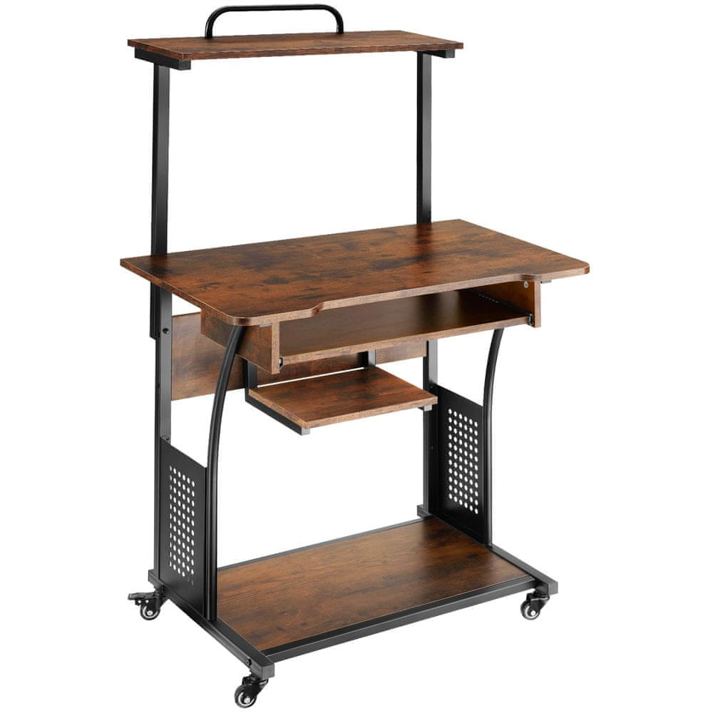 tectake Písací stôl Fife 80x65,5x130,5cm - Industrial tmavé drevo